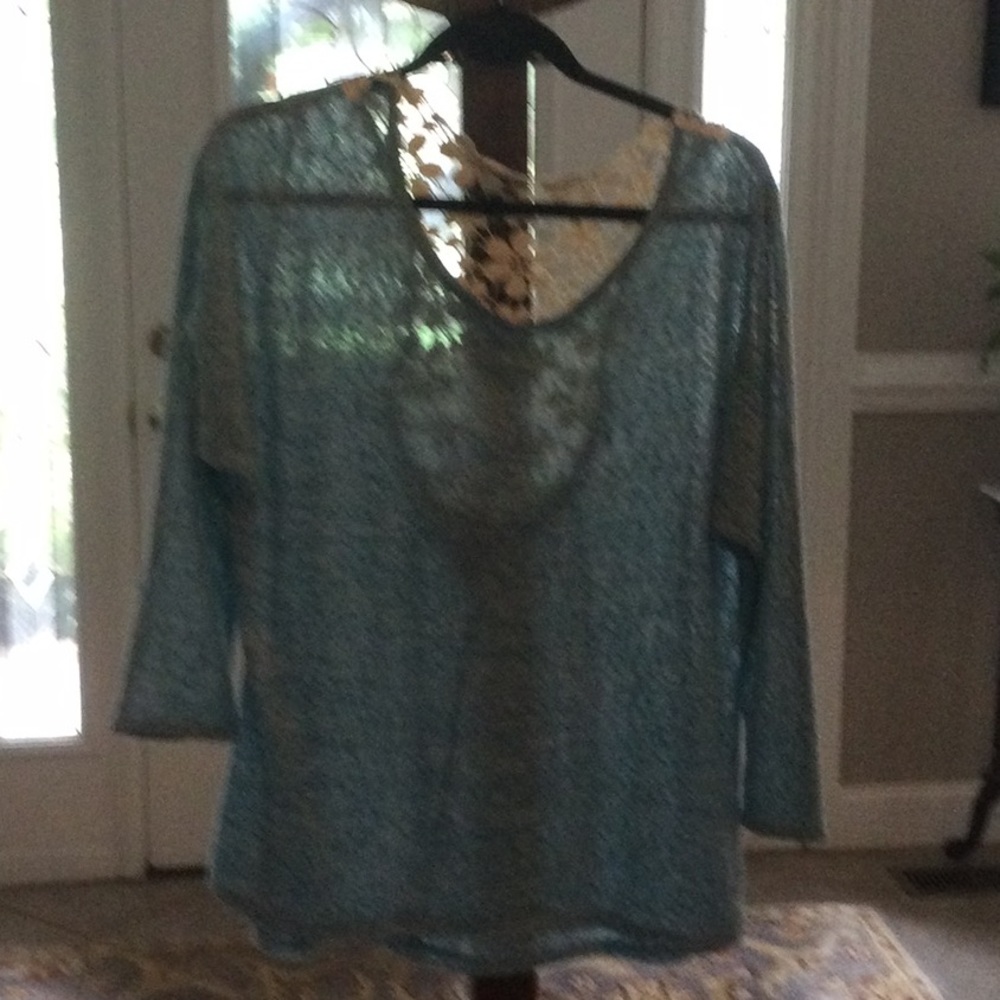 Aqua top with crochet back